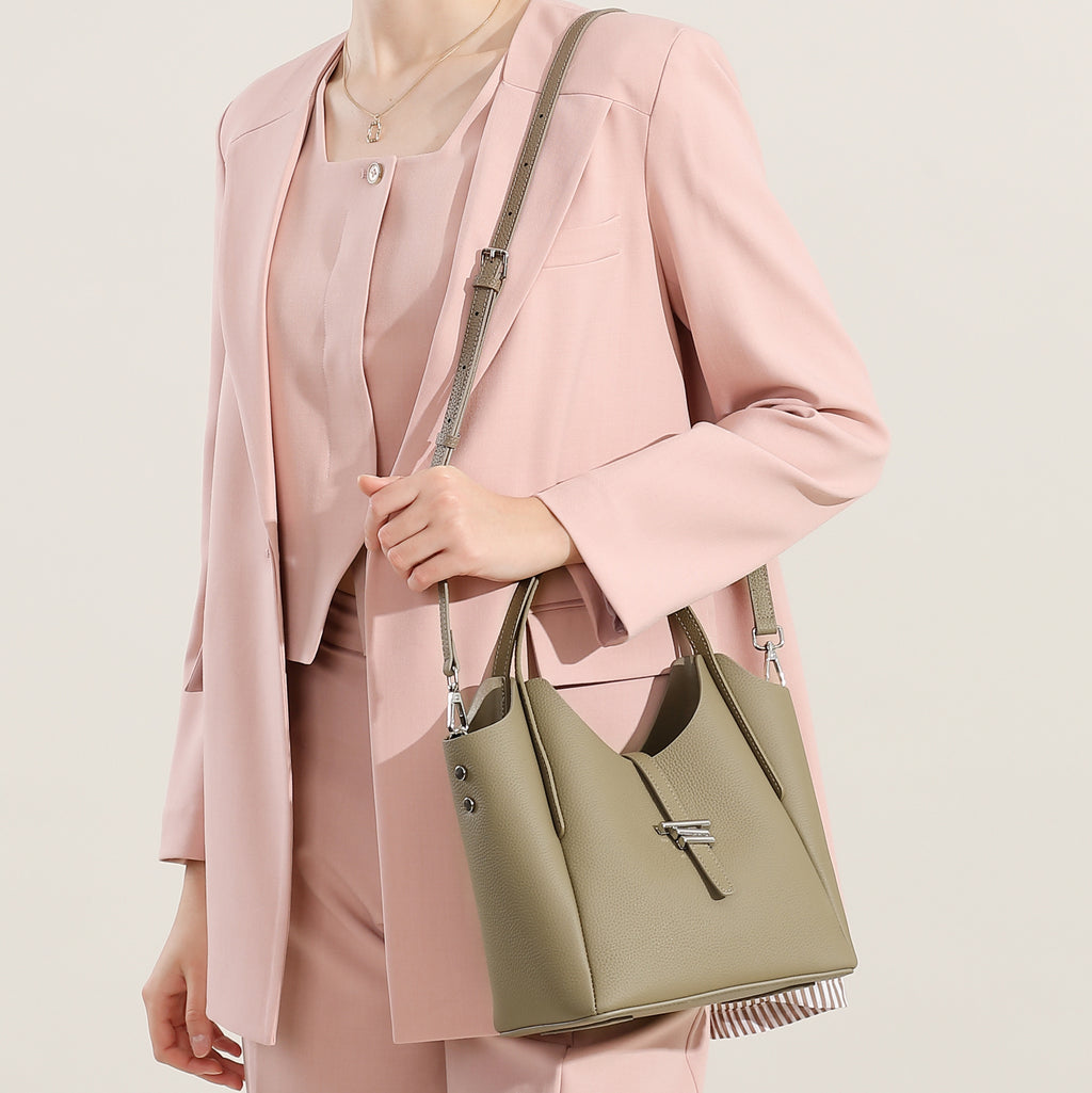 women's genuine leather handbag bucket bag