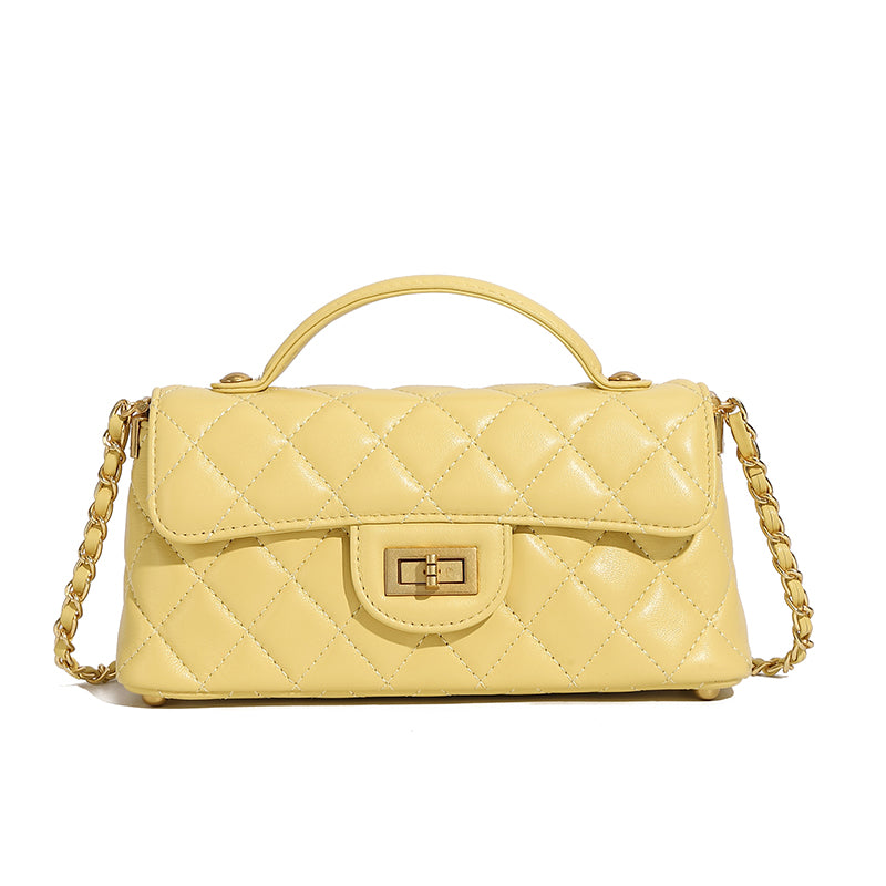 Genuine leather small Chanel style chain handbag light luxury fashion women's bag shoulder crossbody bag diamond bag