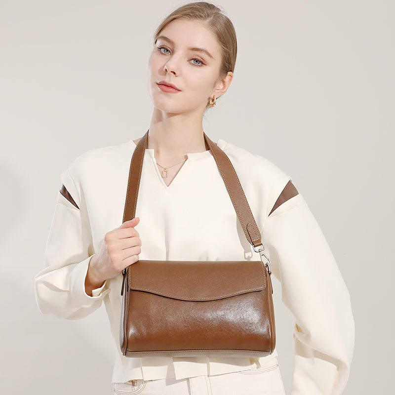 Versatile high-grade genuine leather underarm bag crossbody large capacity women's bag single shoulder pillow bag bags