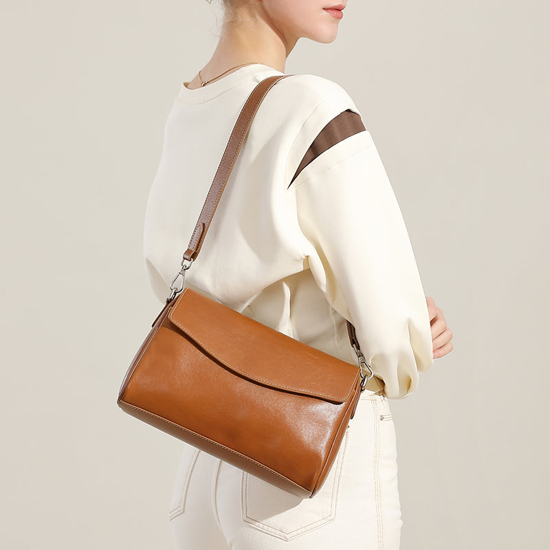 Versatile high-grade genuine leather underarm bag crossbody large capacity women's bag single shoulder pillow bag bags