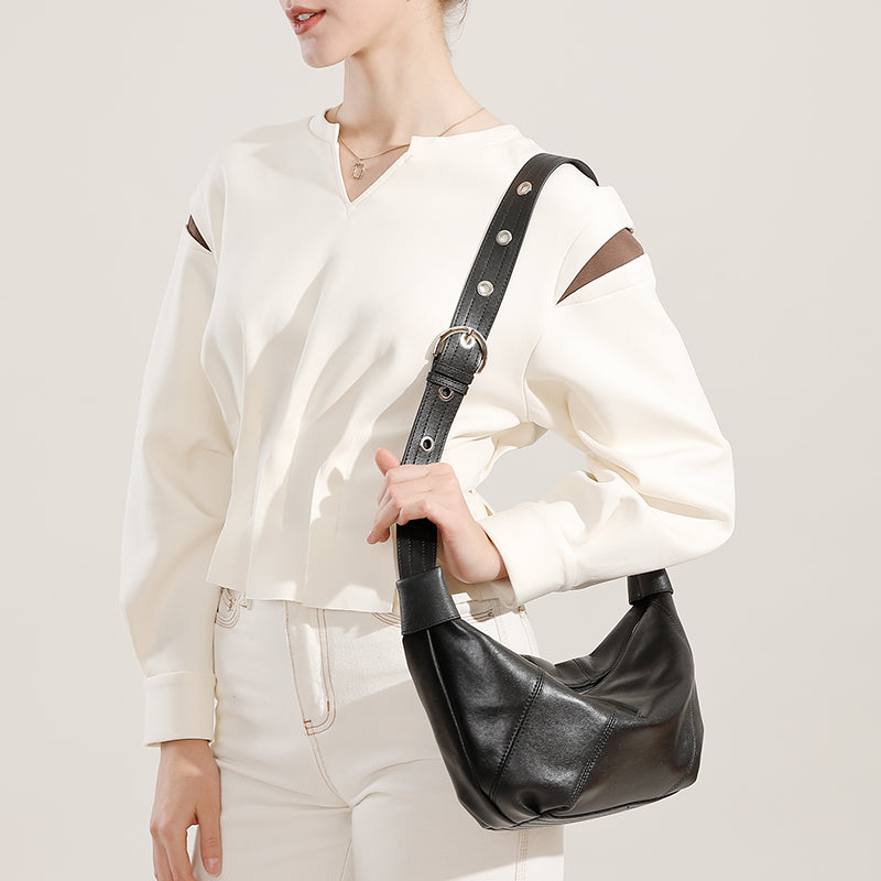 Top layer cowhide genuine leather messenger bag light luxury versatile high-end shoulder bag niche fashion underarm bag