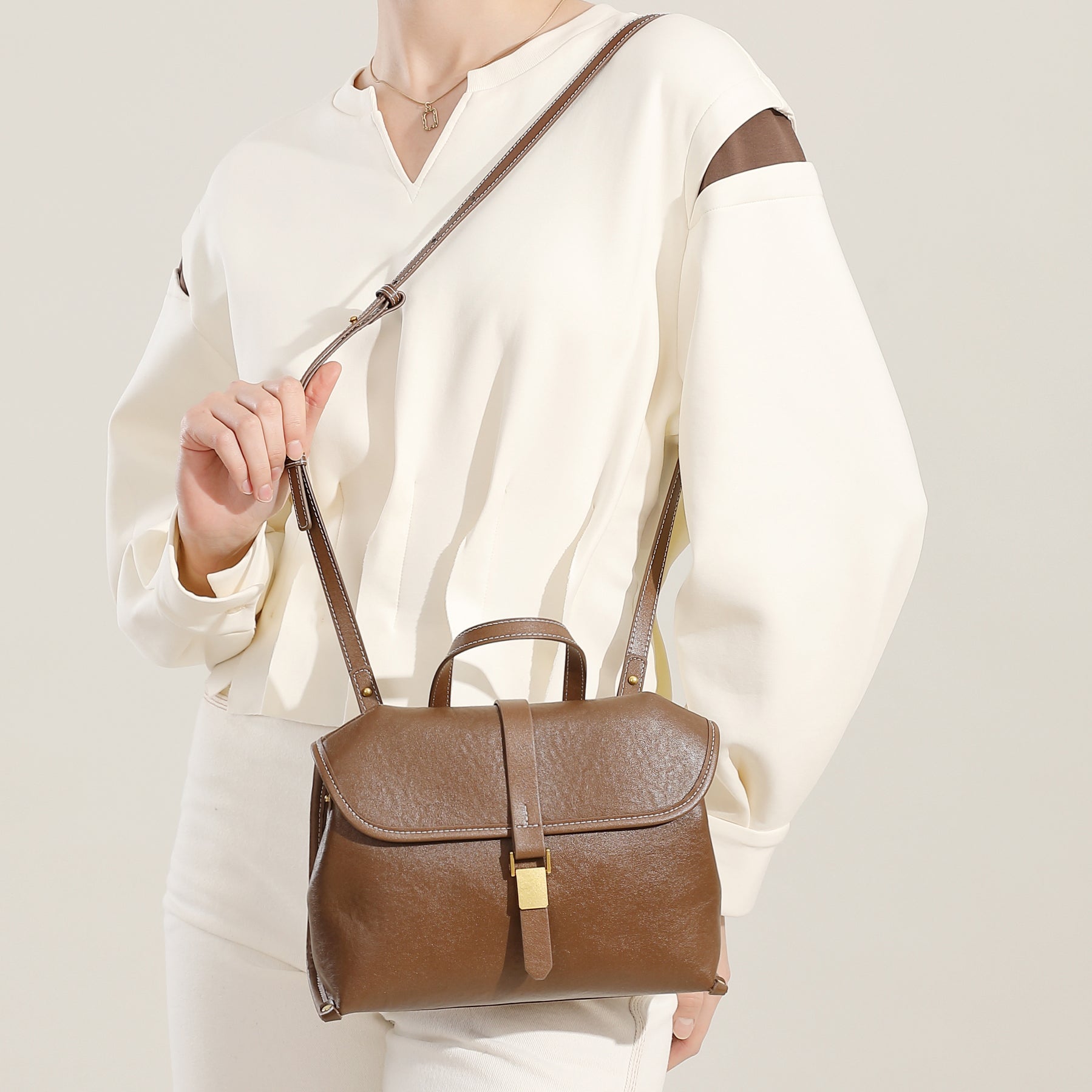 Genuine leather casual handbag handbag versatile women's bag retro messenger bag shoulder crossbody commuter bag