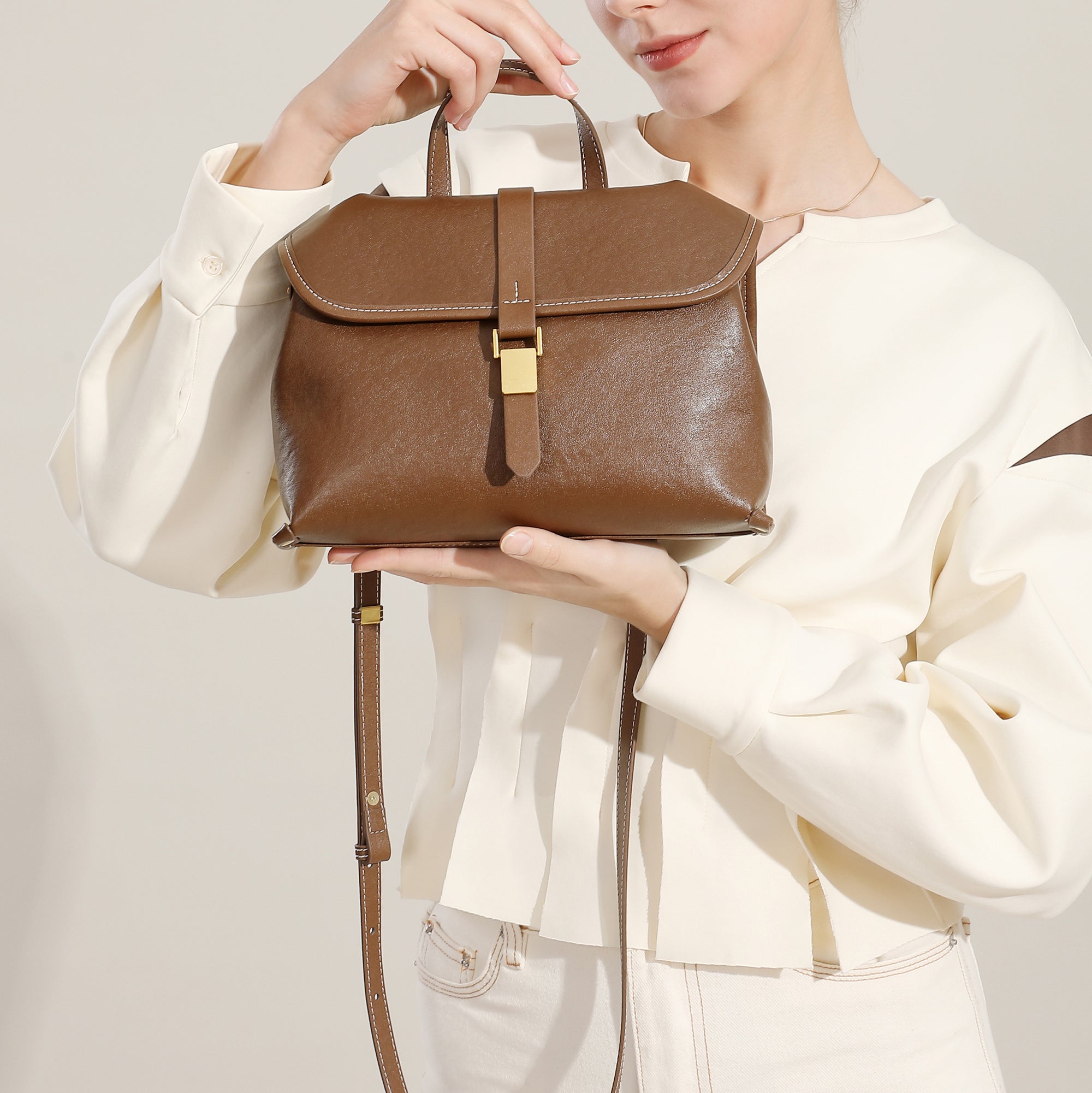 Genuine leather casual handbag handbag versatile women's bag retro messenger bag shoulder crossbody commuter bag