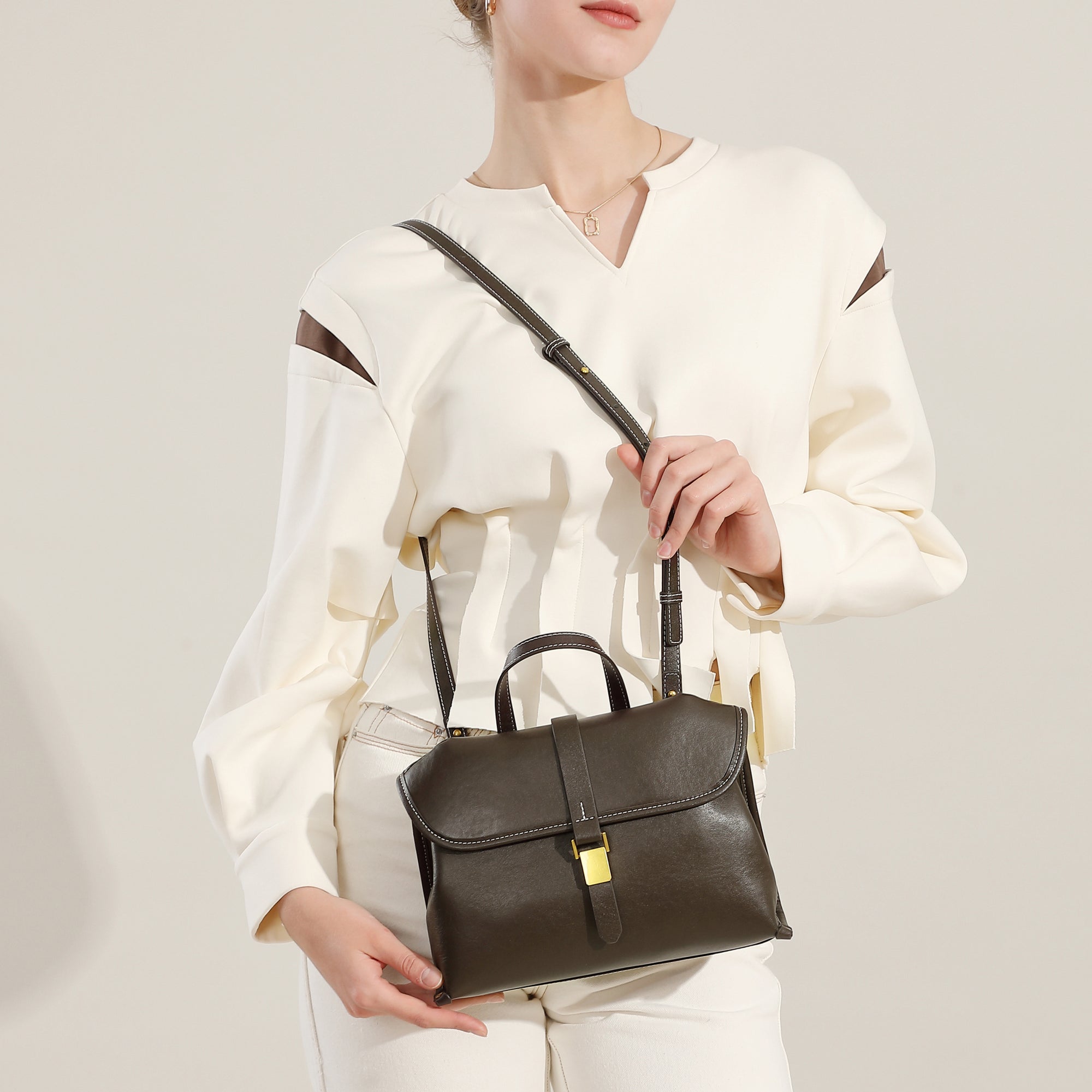 Genuine leather casual handbag handbag versatile women's bag retro messenger bag shoulder crossbody commuter bag