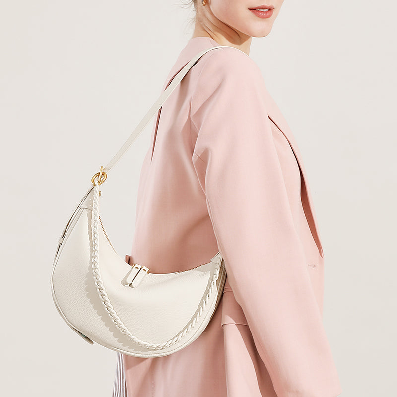 Genuine leather underarm bag women's dumpling bag fashionable shoulder bag high-grade versatile chain bag textured messenger bag