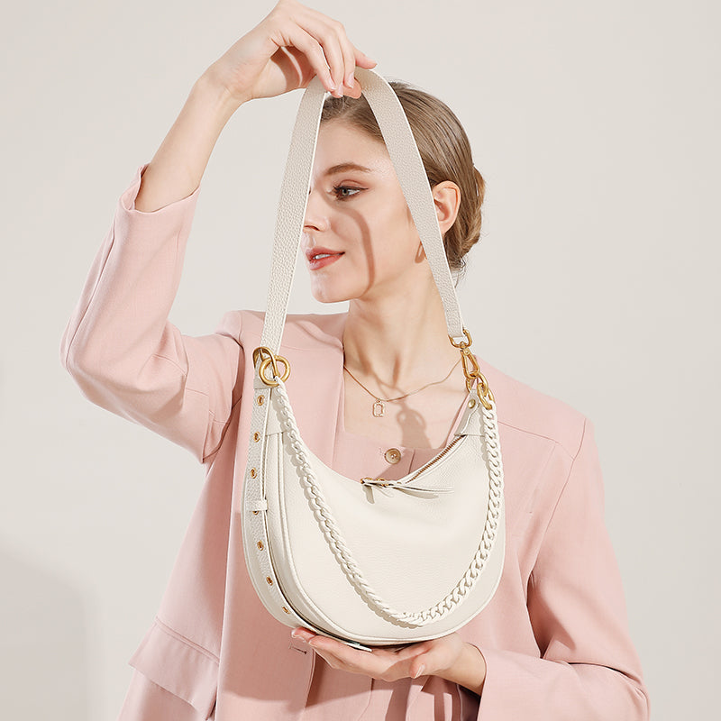 Genuine leather underarm bag women's dumpling bag fashionable shoulder bag high-grade versatile chain bag textured messenger bag
