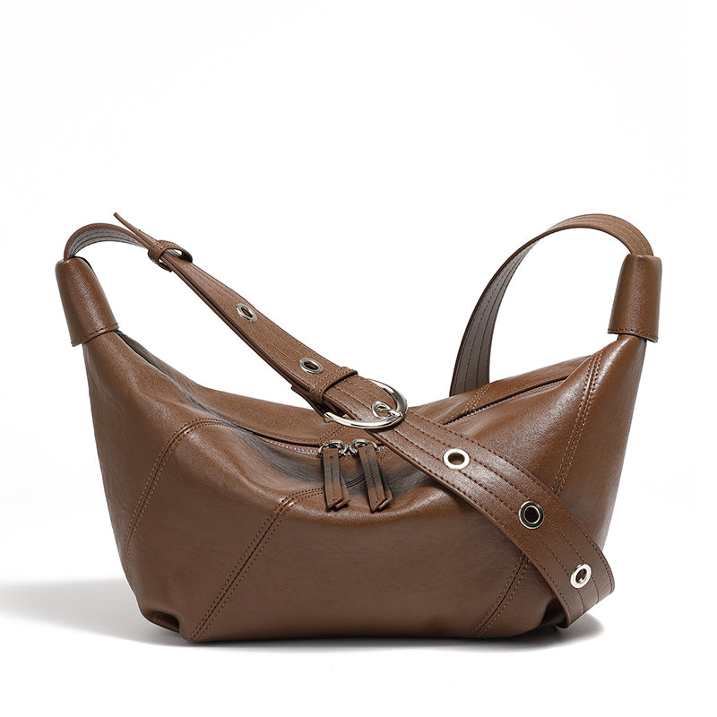 Top layer cowhide genuine leather messenger bag light luxury versatile high-end shoulder bag niche fashion underarm bag