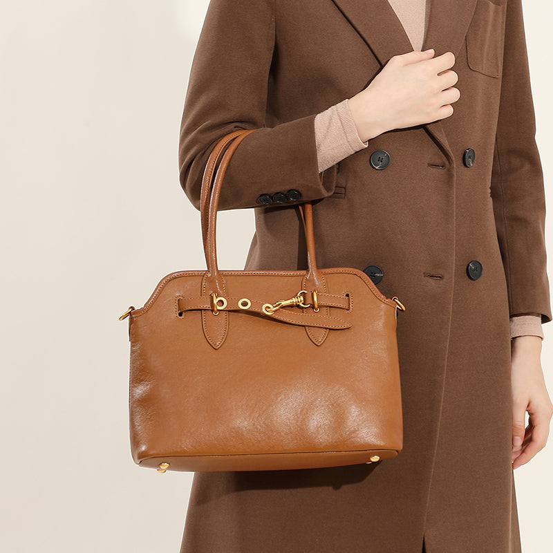 Genuine leather large capacity shoulder underarm bag niche retro versatile handbag crossbody bag