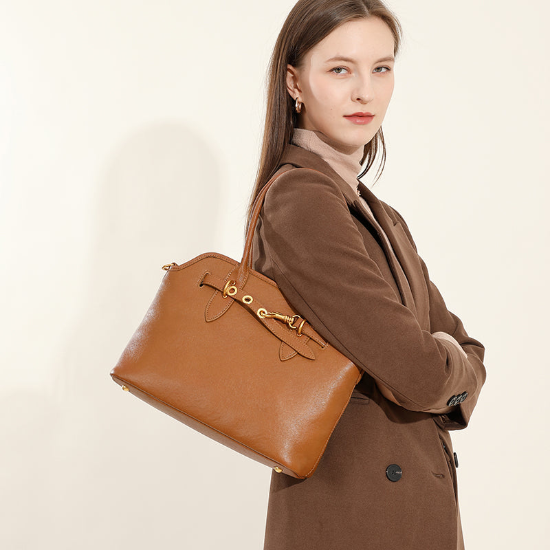 Genuine leather large capacity shoulder underarm bag niche retro versatile handbag crossbody bag