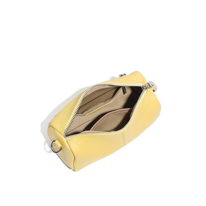 First layer soft cowhide cylindrical bag small bag high-end pillow bag underarm commuting shoulder messenger bag
