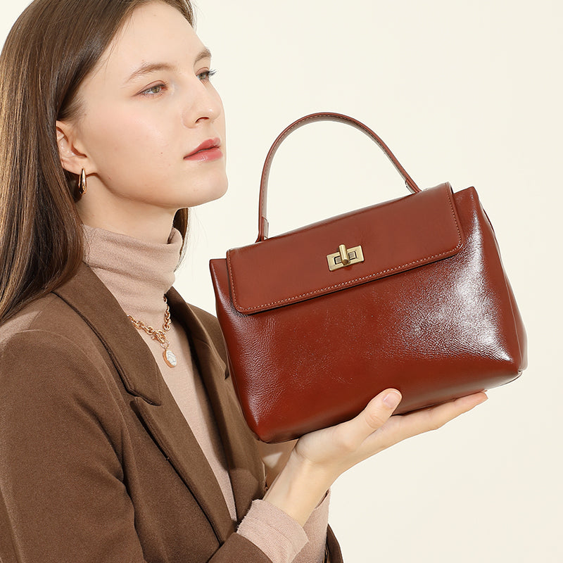 Genuine leather vintage handbag high-quality texture shoulder bag fashionable versatile crossbody bag