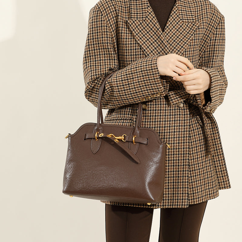 Genuine leather large capacity shoulder underarm bag niche retro versatile handbag crossbody bag