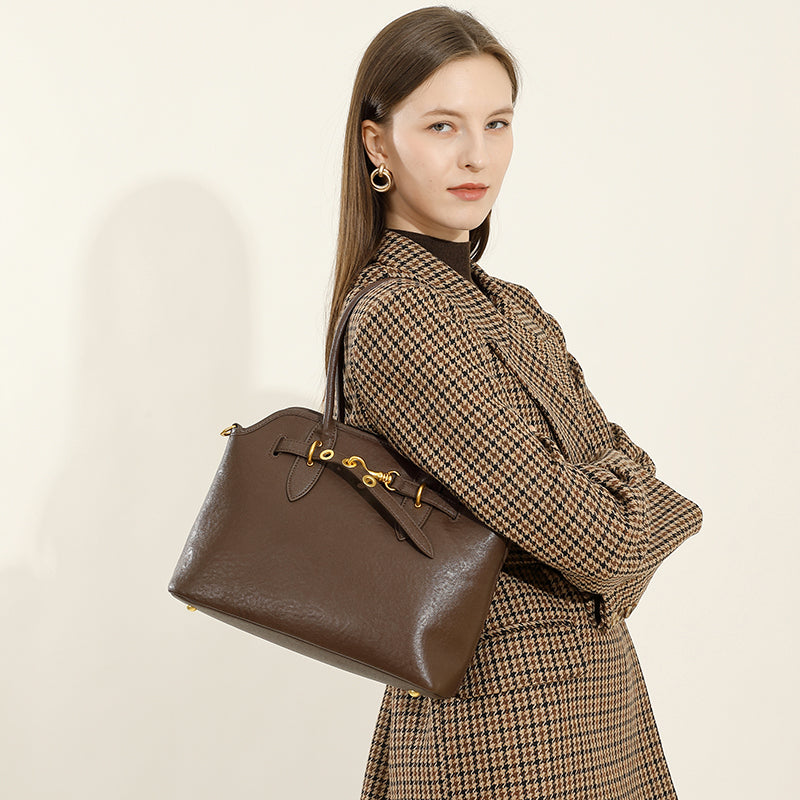 Genuine leather large capacity shoulder underarm bag niche retro versatile handbag crossbody bag