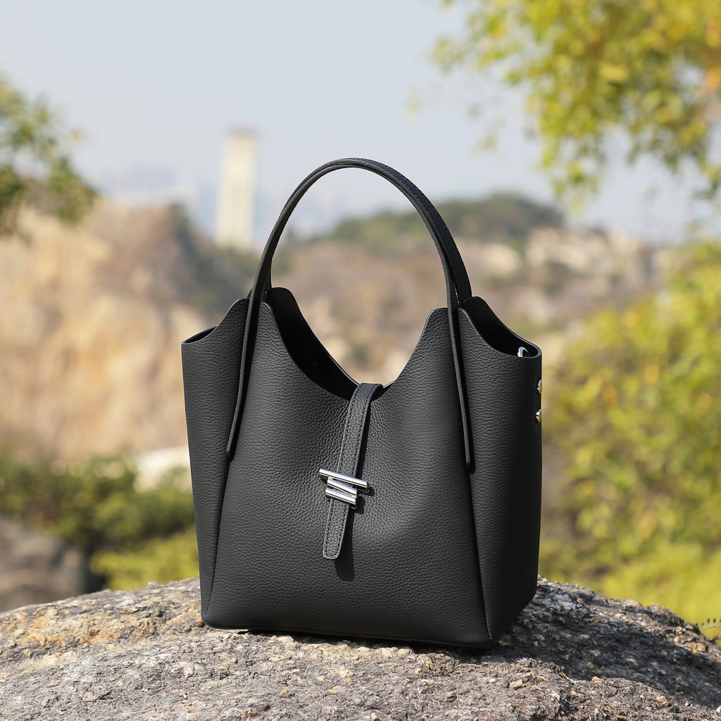 women's genuine leather handbag bucket bag