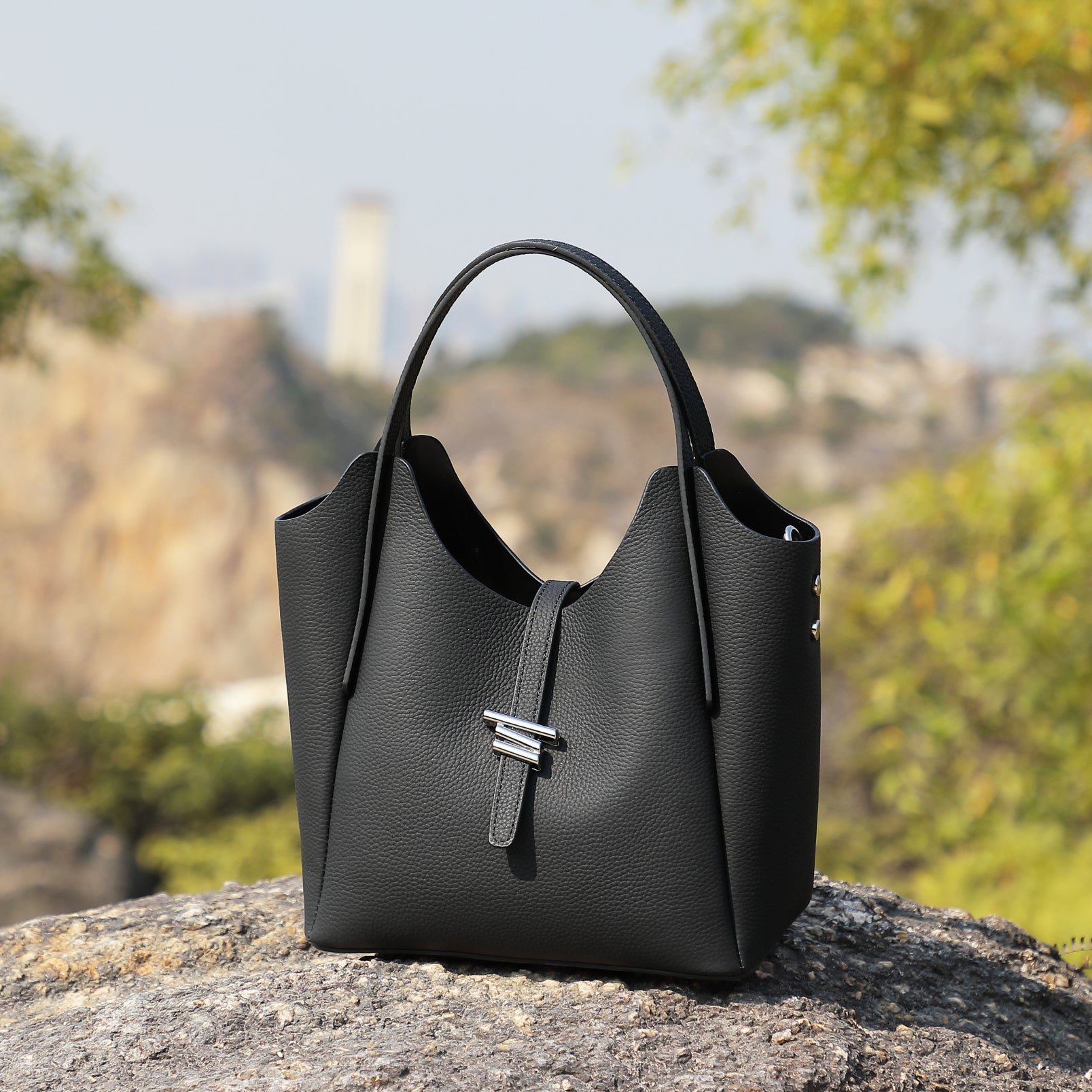 women's genuine leather handbag bucket bag