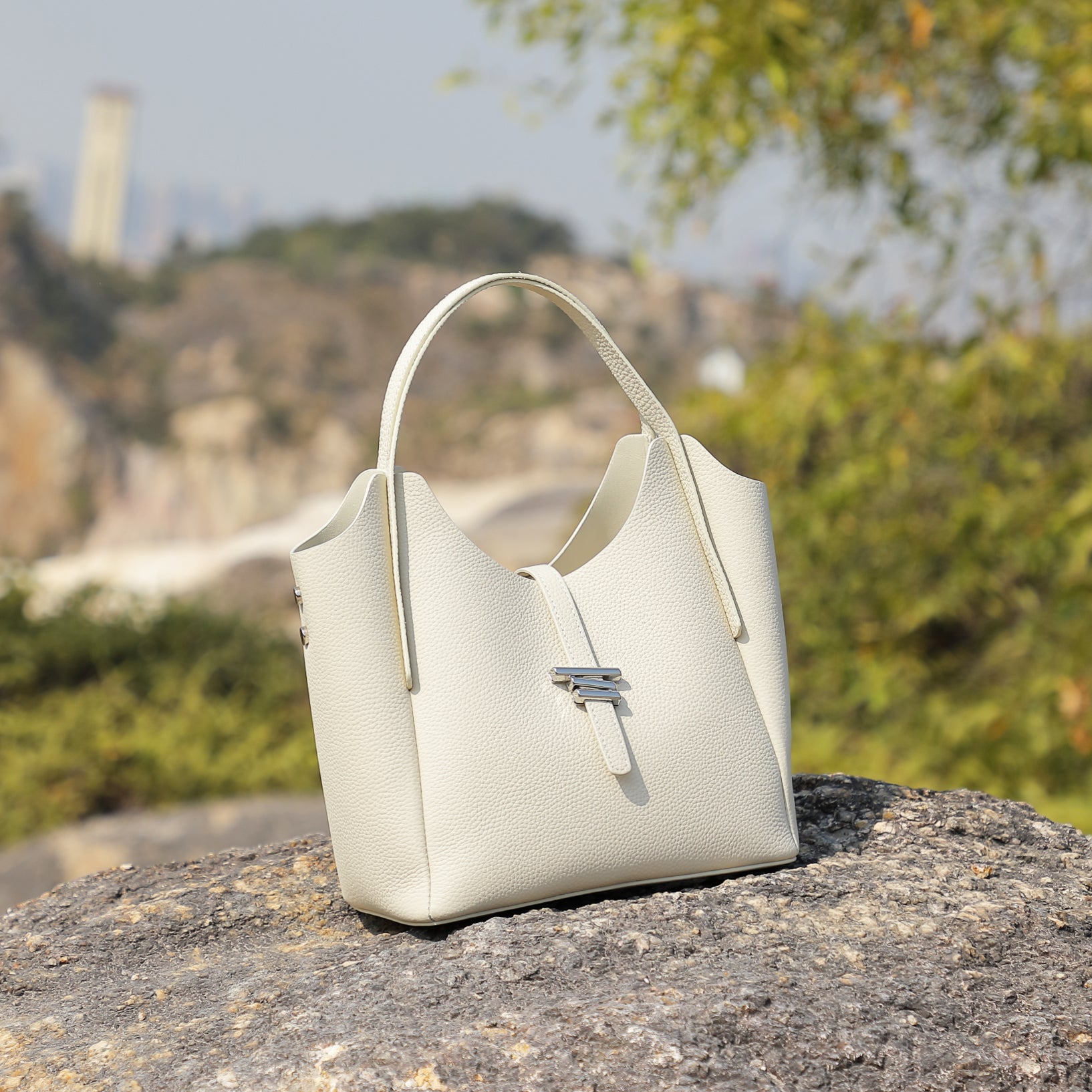 women's genuine leather handbag bucket bag