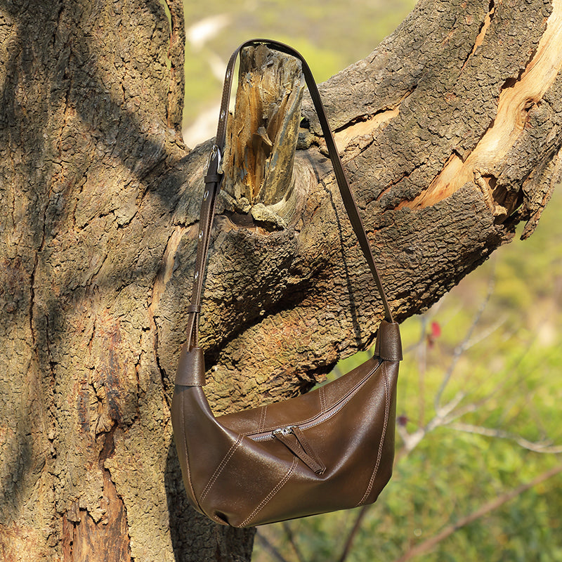 Top layer cowhide genuine leather messenger bag light luxury versatile high-end shoulder bag niche fashion underarm bag