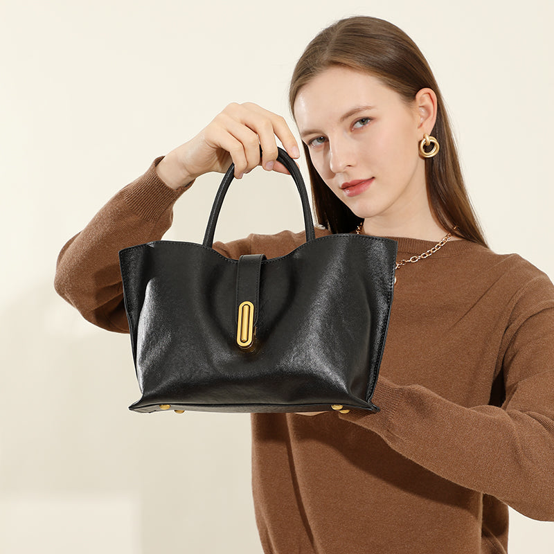 First layer vegetable tanned cowhide tote bag niche fashion commuter all-match handbag ladies messenger bag