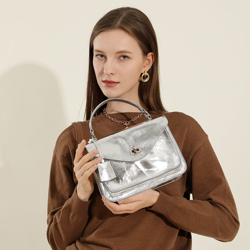 Top layer cowhide genuine leather messenger bag versatile large capacity handbag envelope bag Cambridge bag shoulder crossbody bag