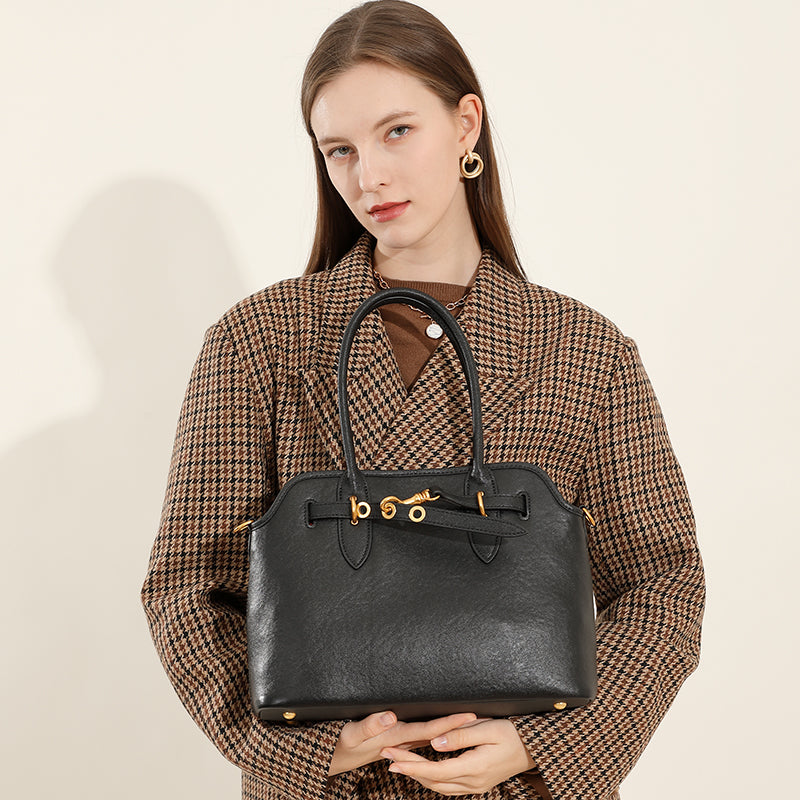 Genuine leather large capacity shoulder underarm bag niche retro versatile handbag crossbody bag