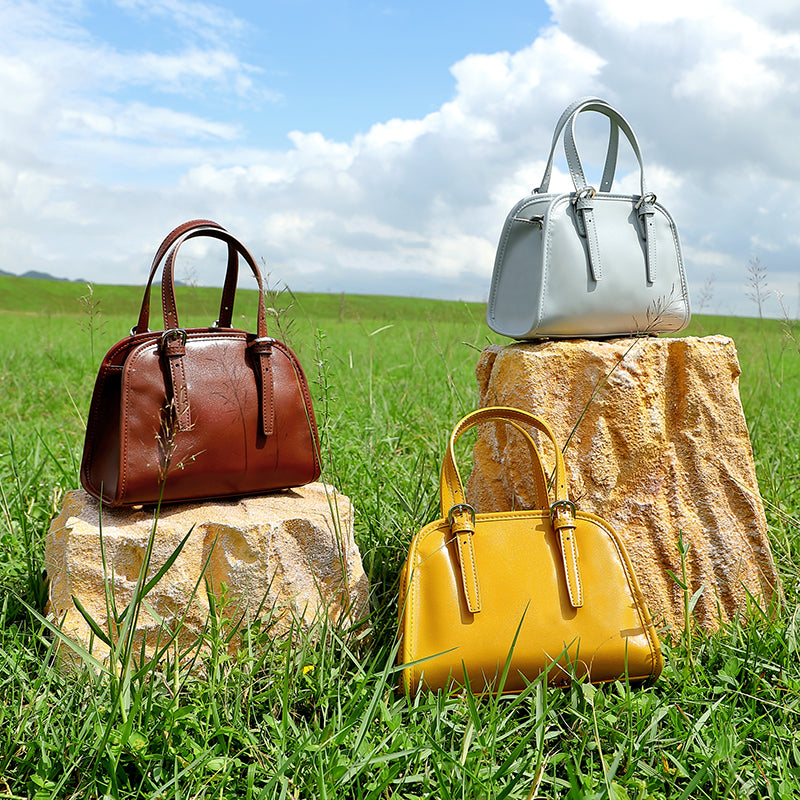 Cowhide handbag bowling bag retro women's bag commuter versatile large capacity shoulder messenger bag