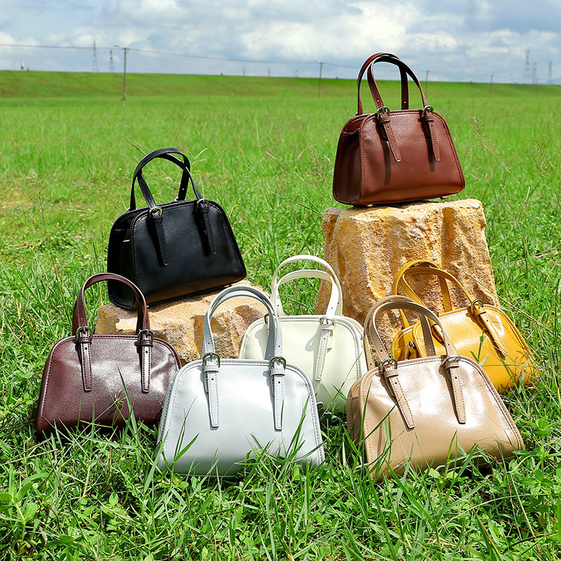 Cowhide handbag bowling bag retro women's bag commuter versatile large capacity shoulder messenger bag
