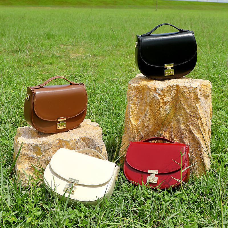 Genuine leather handbag saddle bag simple fashion messenger bag all-match high-end women's bag