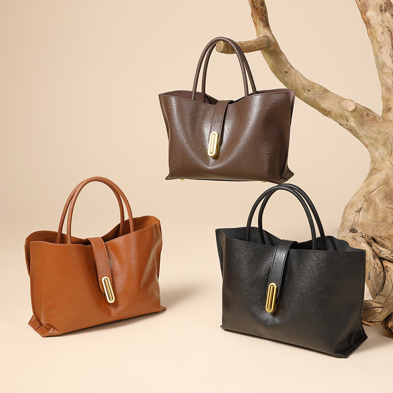 First layer vegetable tanned cowhide tote bag niche fashion commuter all-match handbag ladies messenger bag