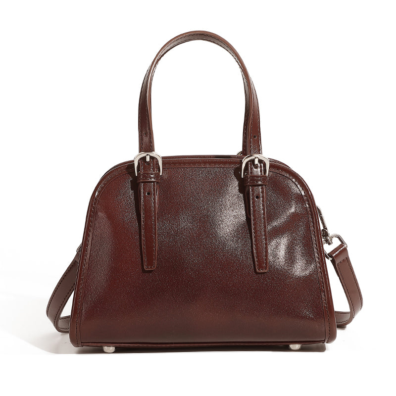 Cowhide handbag bowling bag retro women's bag commuter versatile large capacity shoulder messenger bag