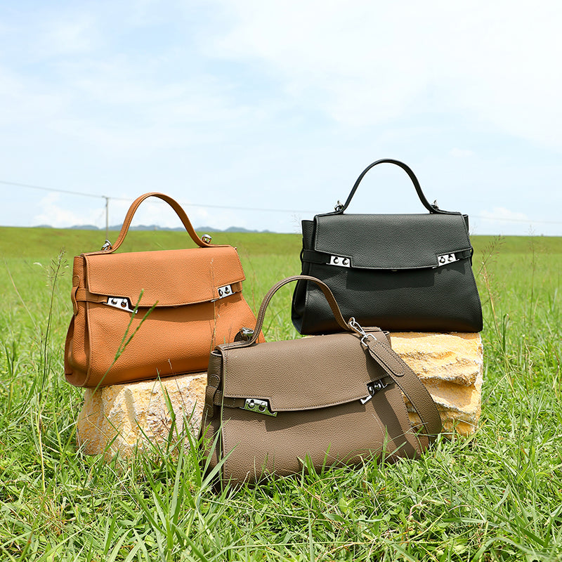 Genuine leather fashion handbag simple casual shoulder bag versatile large capacity crossbody bag