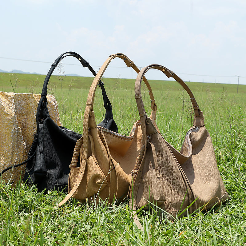 Small tote bag simple style genuine leather shoulder bag commuter high-end fashion underarm bag