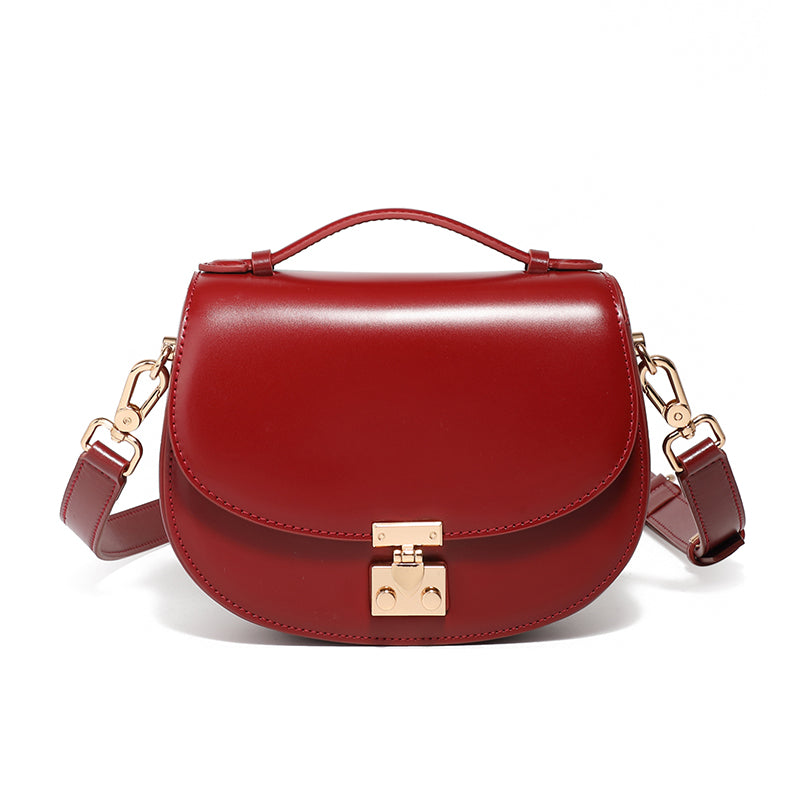 Genuine leather high-end handbag saddle bag crescent bag fashionable handbag crossbody bag versatile shoulder bag