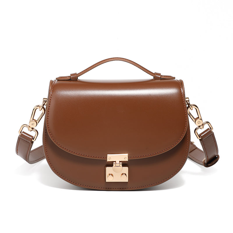 Genuine leather high-end handbag saddle bag crescent bag fashionable handbag crossbody bag versatile shoulder bag