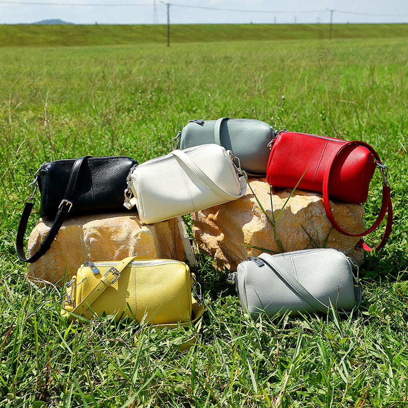 First layer soft cowhide cylindrical bag small bag high-end pillow bag underarm commuting shoulder messenger bag