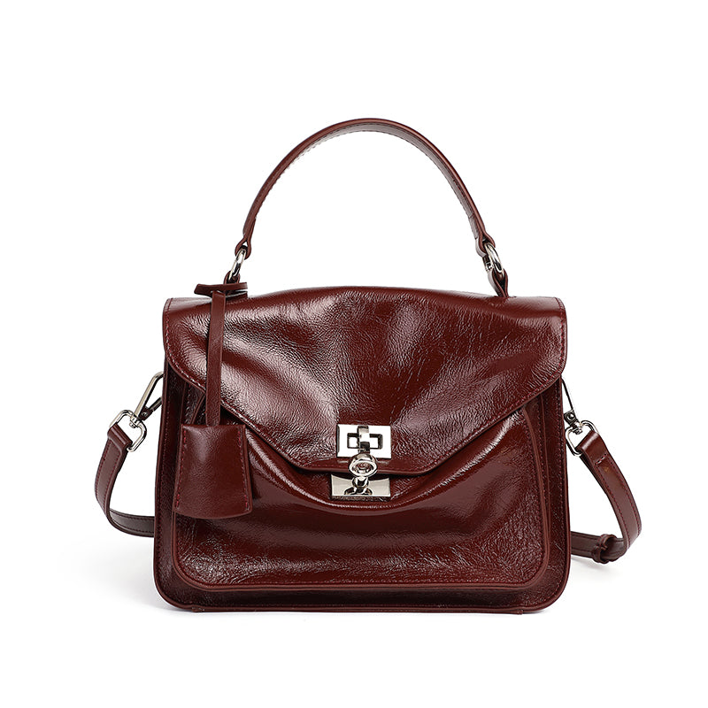 Top layer cowhide genuine leather messenger bag versatile large capacity handbag envelope bag Cambridge bag shoulder crossbody bag