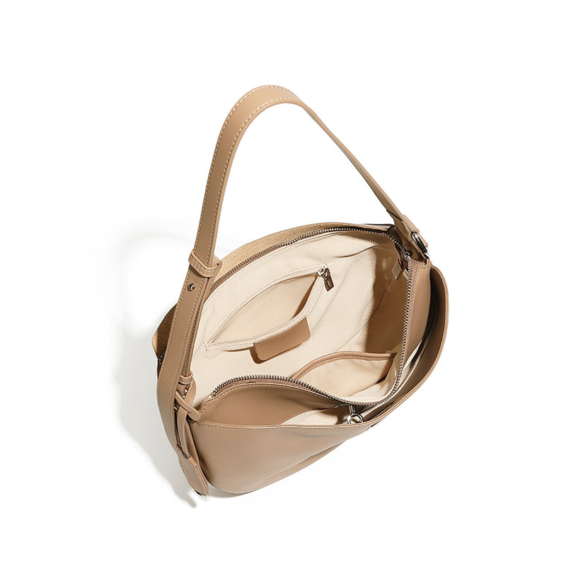 Genuine leather crossbody bag crescent bag niche design fashionable casual Korean style one-shoulder dumpling bag underarm bag
