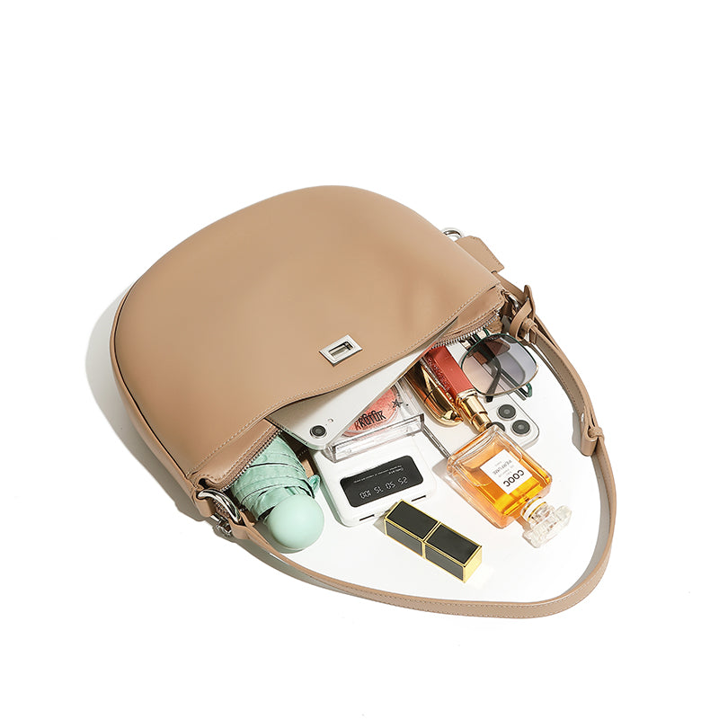 Genuine leather crossbody bag crescent bag niche design fashionable casual Korean style one-shoulder dumpling bag underarm bag