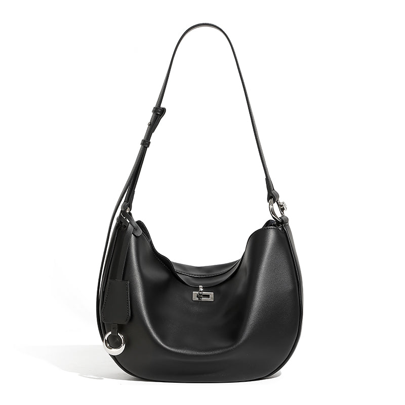 Genuine leather crossbody bag crescent bag niche design fashionable casual Korean style one-shoulder dumpling bag underarm bag