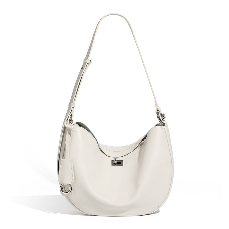 Genuine leather crossbody bag crescent bag niche design fashionable casual Korean style one-shoulder dumpling bag underarm bag