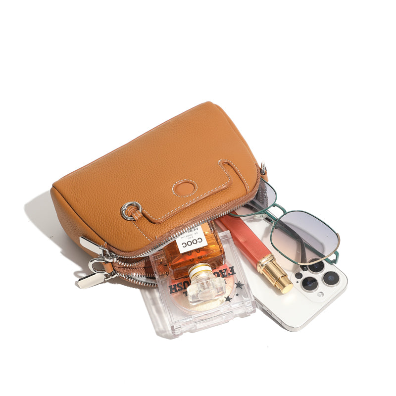 Genuine leather women's bag fashionable mini shoulder bag coin purse first layer cowhide versatile crossbody women's bag
