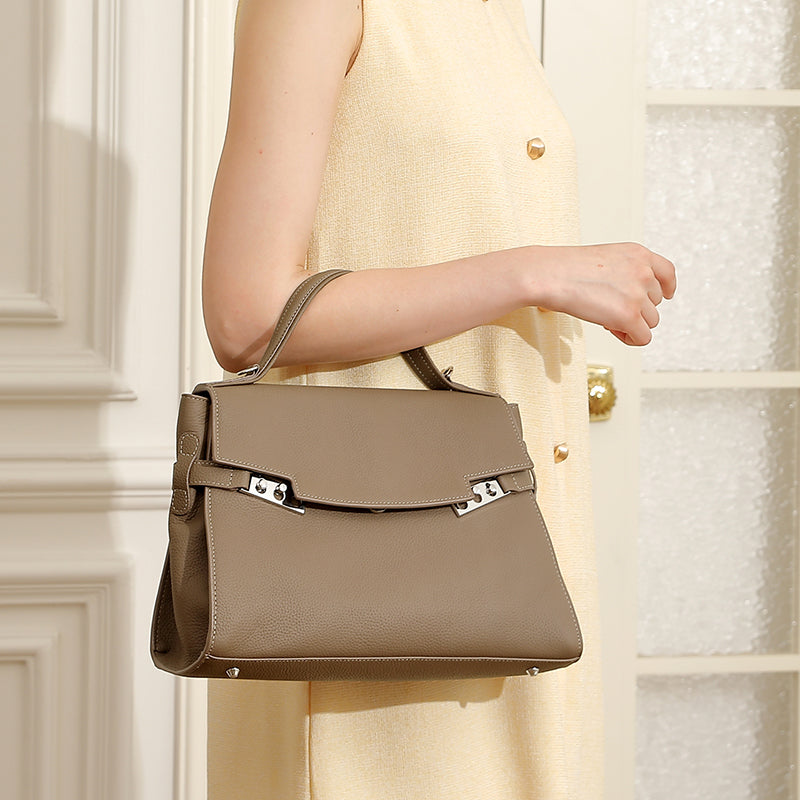 Genuine leather fashion handbag simple casual shoulder bag versatile large capacity crossbody bag