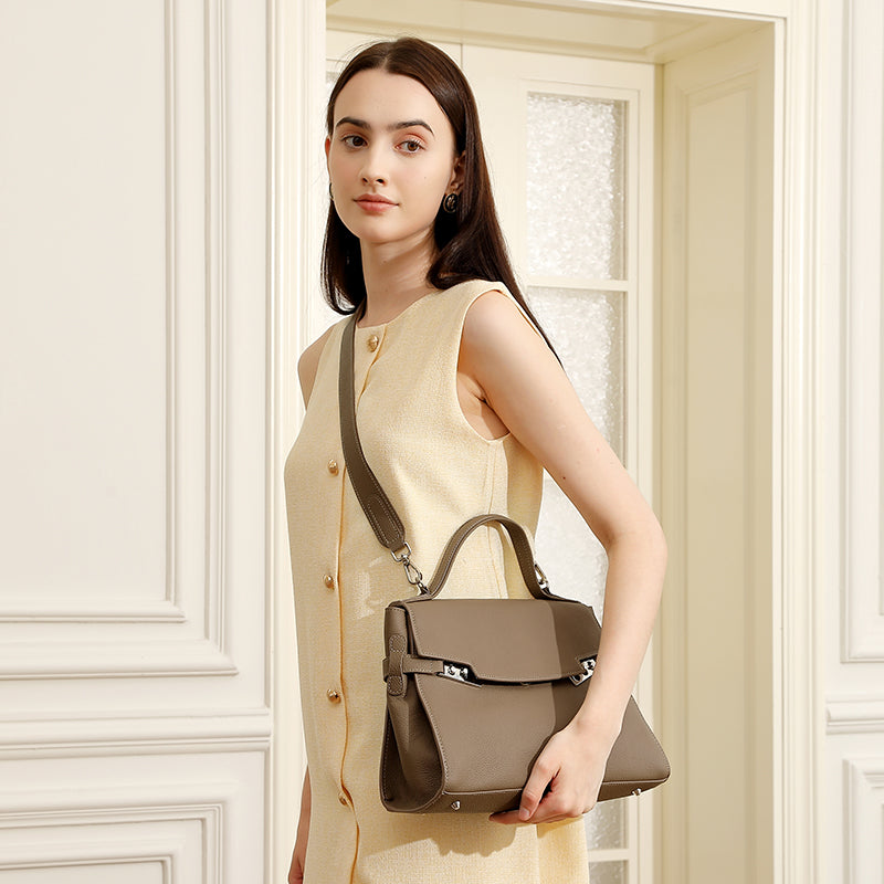 Genuine leather fashion handbag simple casual shoulder bag versatile large capacity crossbody bag