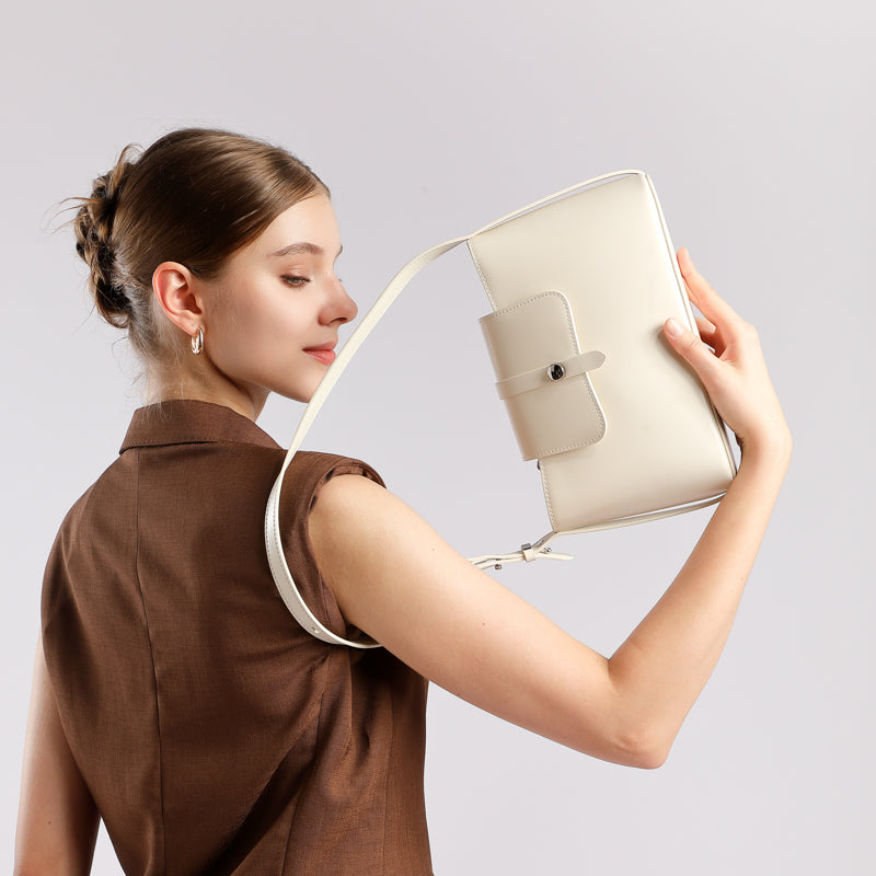 Genuine leather niche design underarm bag commuter fashion simple temperament versatile handbag shoulder bag