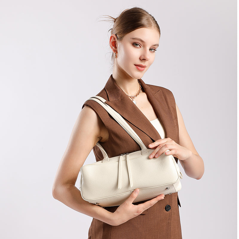 Top layer cowhide bowling ball underarm bag toast pillow bag genuine leather versatile shoulder bag
