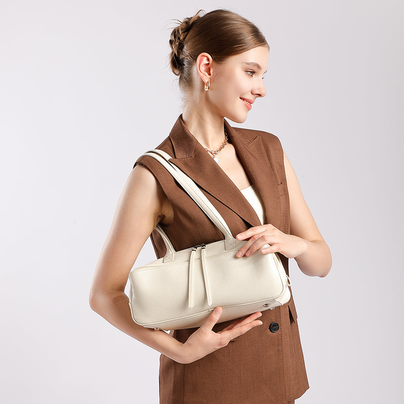 Top layer cowhide bowling ball underarm bag toast pillow bag genuine leather versatile shoulder bag