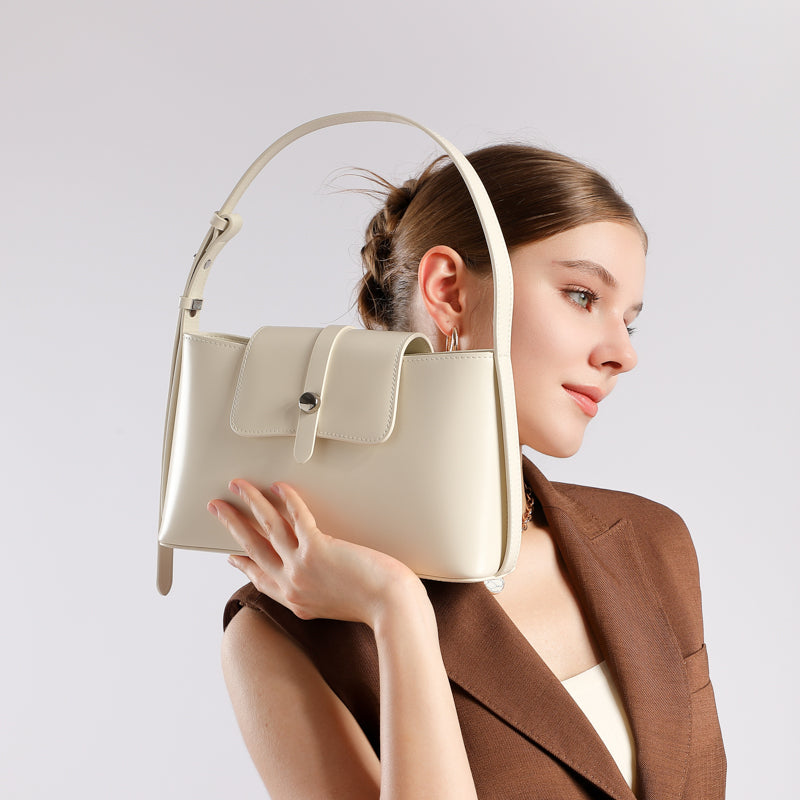 Genuine leather niche design underarm bag commuter fashion simple temperament versatile handbag shoulder bag