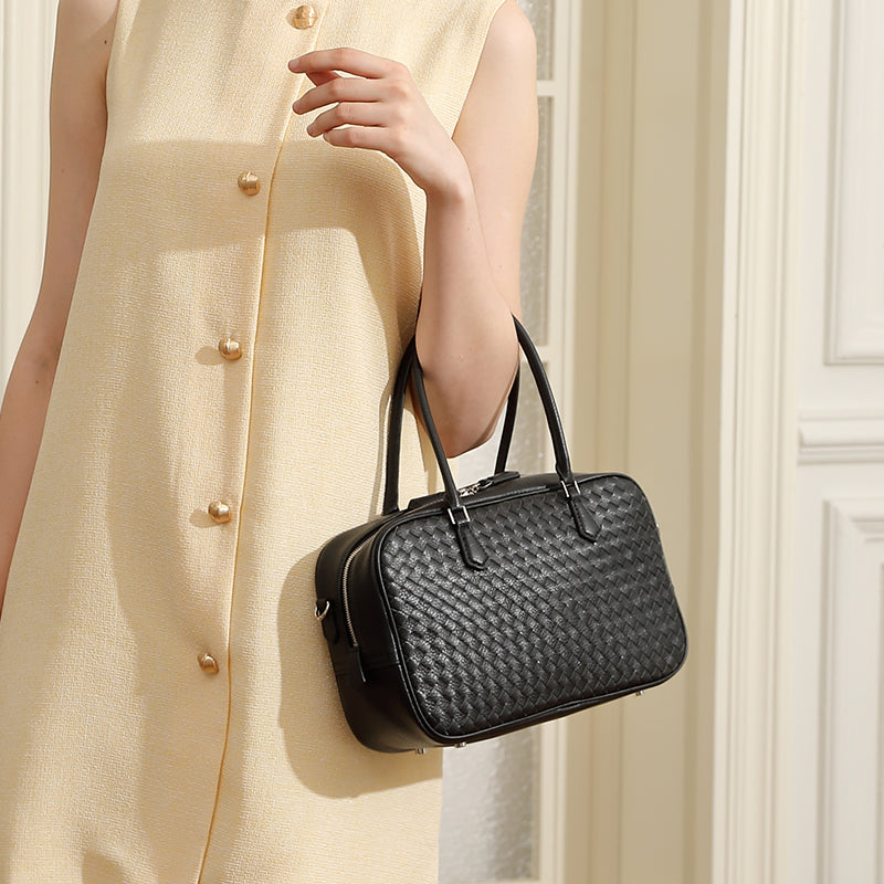 Genuine leather handbag handmade first layer of cowhide woven versatile shoulder crossbody commuter bag