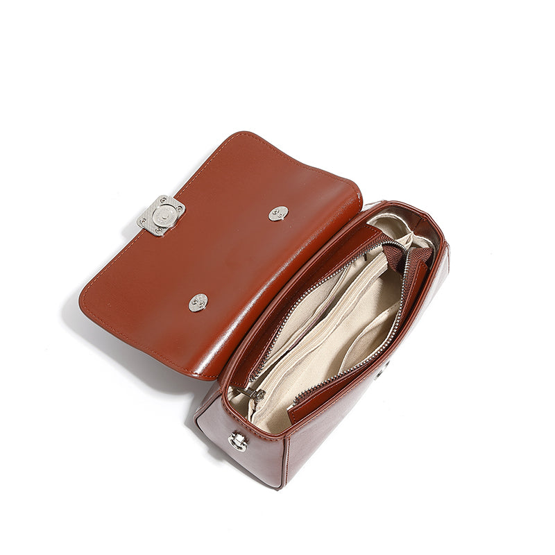 Genuine leather handbag light luxury niche high-end shoulder messenger bag light and versatile women's bag