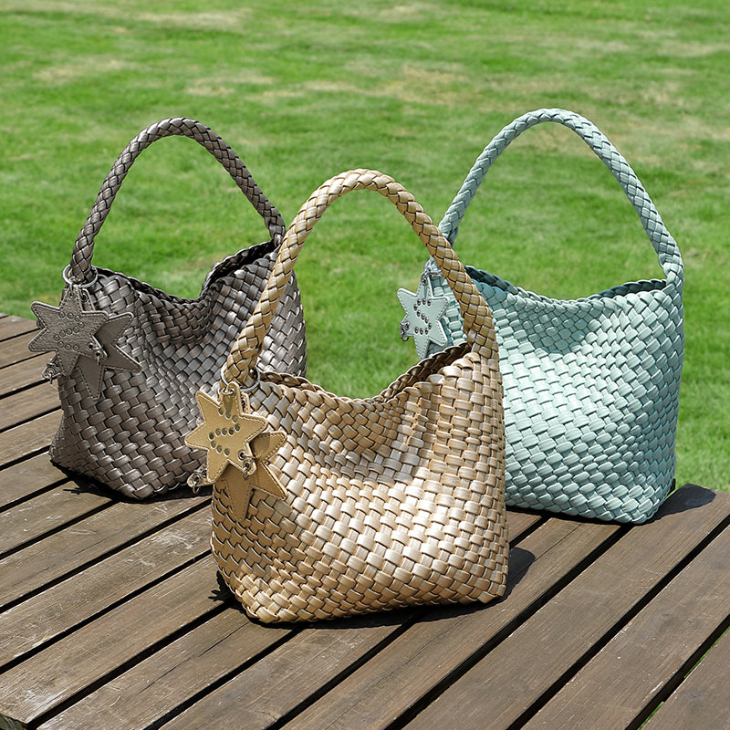 New hand-woven genuine leather texture tote bag large capacity hand-held mother-and-child bag underarm bag shoulder bag for women