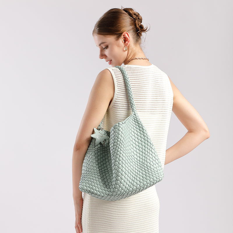 Niche hand-woven tote bag casual lazy style one-shoulder underarm bag bucket trendy women's bag